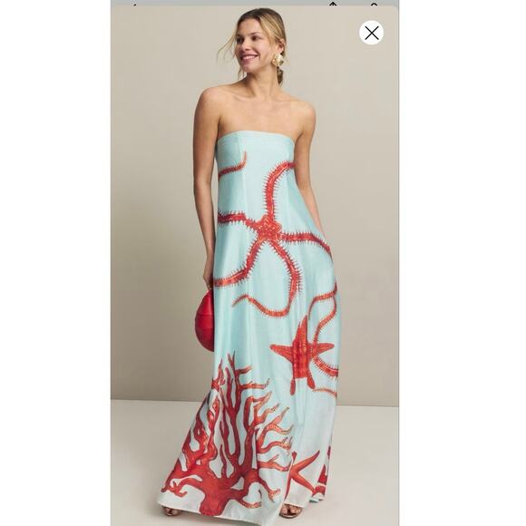 Muma world Dresses & Skirts - MUMA WORLD Blue Red Starfish Print Sleeveless
Ursa Maxi Dress size Large